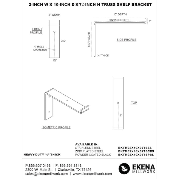 Steel Truss Shelf Bracket, Antiqued Warm Silver 2W X 10D X 7 1/4H